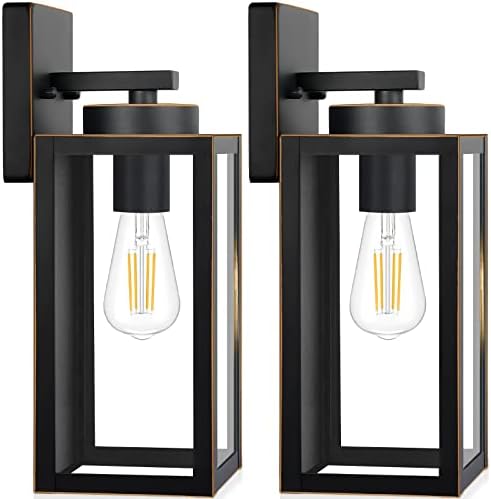 BesLowe Outdoor Wall Light Fixtures, Porch Lights Black with Gold Trim by BringYourBrightFuture