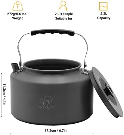 Bulin Camping Kettle, 2.2L Large Portable Stovetop Camp Tea Coffee Pot - Image 2