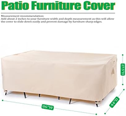 F&J Outdoors Patio Furniture Covers, Beige, 86"W x 44"D x 27.5"H - Image 2