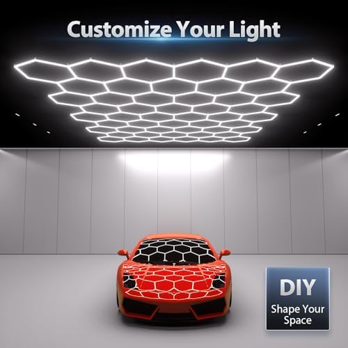 Hexagon Garage Lights: 1295W 185 Pack 50 Grids LED Garage Lights - Easy Install 6500K Super Bright Honeycomb Light for Warehouse, Car Detailing Shop, Exhibition Hall, Gym - Image 3