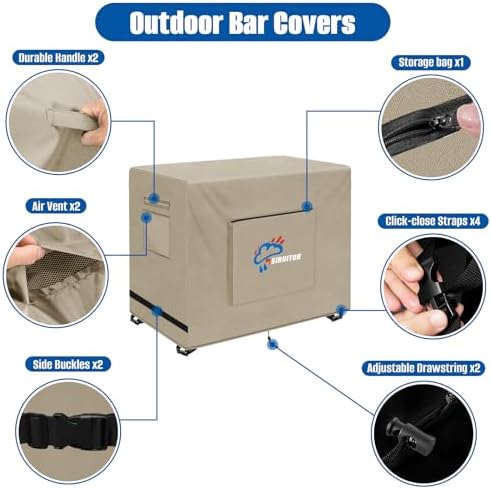 SIRUITON 600D Outdoor Bar Cart Cover for 60" Portable Outdoor Table - Image 3