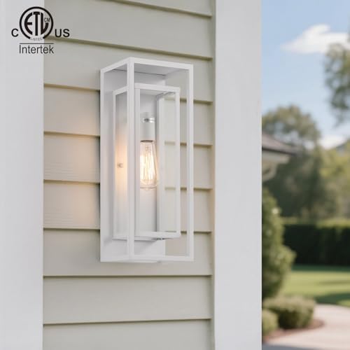 mirrea 18" Modern Outdoor Porch Wall Light, Matte White, 2 Pack - Image 3