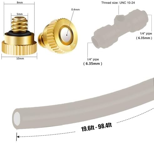 Misting System with Brass Fog Nozzles & Pump, Outdoor Mister System for Outside Patio, Garden Irrigation System Kit for Garden, Greenhouse, Parasol (Size : 18M(59ft)-26 nozzles) - Image 3