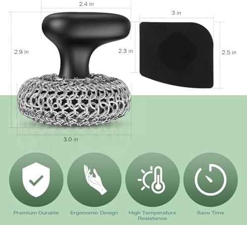 Cast Iron Scrubber Dish Scrub Brush 316 Chainmail Scrubber for Cast Iron - Image 4