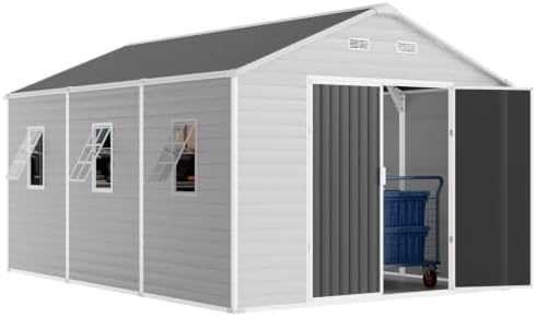 WACASA 10x14 FT Large Resin Plastic Outdoor Storage Shed, Floor Included by WACASA