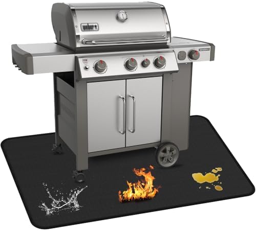 Large 75 x 40 inch Under Grill Mats for Outdoor Grill, Double-Sided Fireproof Deck Patio Protector Mat, Waterproof Oil-Proof BBQ Floor Pad Indoor Fire Pit Fireplace Mat by GRIBUDDY