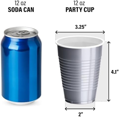 DecorRack 20 Party Cups 12 oz Disposable Plastic Cups for Birthday Party Bachelorette Camping Indoor Outdoor Events Beverage Drinking Cups (Gray, 20) - Image 5