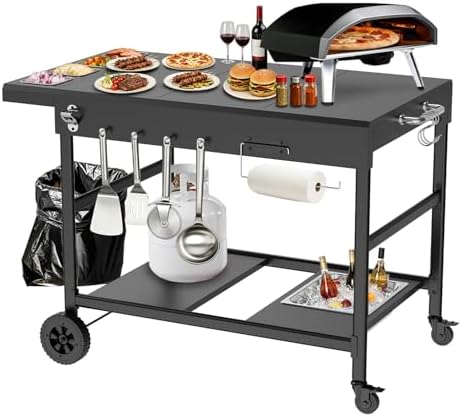 Outdoor Pizza Oven Table with Topping Station by Barbqtime
