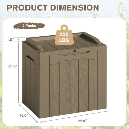 JUMMICO 31 Gallon Resin Deck Box Waterproof Outdoor Storage Boxes 2 Pack - Image 6