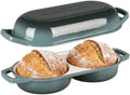 EDGING CASTING Enameled Cast Iron Double Bread Dutch Oven, Slateblue by EDGINGCOOKWARE