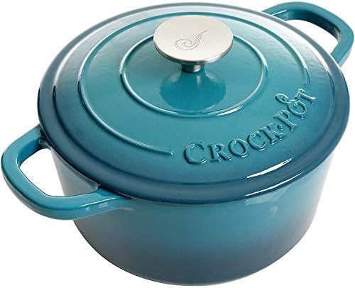 Crock-Pot Artisan 3-Quart Round Enameled Cast Iron Dutch Oven – Gradient Teal, Durable Heavy-Duty Cookware for Slow Cooking, Roasting, Baking with Lid - Image 2
