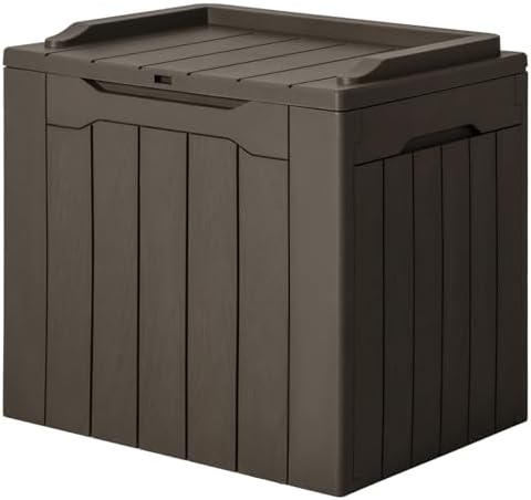 JUMMICO 31 Gallon Resin Deck Box Waterproof Outdoor Storage Boxes by JUMMICO