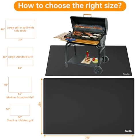 Tamfile Large Fireproof Grill Mat for Outdoor BBQ (78 x 48 Inch, Black) - Image 5