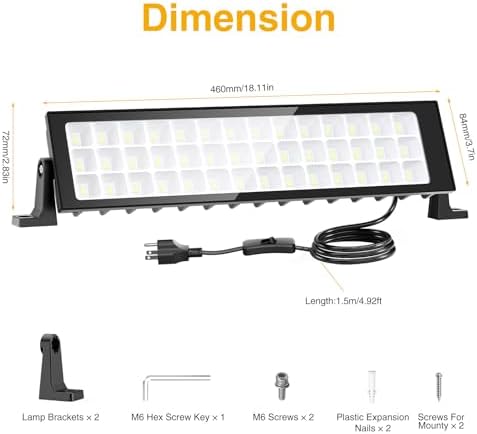 Onforu 1Pack LED Shop Lights,100W 14000lm Plug in Ultra Bright LED Work Lights,6500K Daylight White Garage Light,IP66 Waterproof Lighting for Garage Warehouses Workshop - Image 7