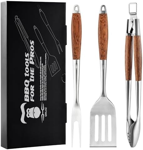 Heavy-Duty ​Panga-Panga​ BBQ Grilling Tools Set. Extra Thick Stainless Steel Multi-Function Spatula, Fork & Tongs | Essential Accessories for Barbecue & Grill. Ideal Gift for Father by Grilaz