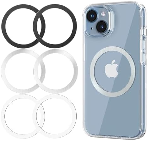 KALAPOP Metal Rings 6PCS,Ultra-Thin(0.4mm)for MagSafe Sticker/Magnetic Adapter/Phone Cases/Wireless charger,Compatible with iPhone 17/Air/16/15/14/13,Galaxy S24/S23/S22/Kindle,For Mag Safe Accessories by KALAPOP