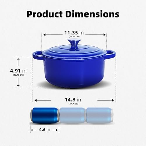 7 QT Blue Enameled Cast Iron Dutch Oven with Lid - Image 2