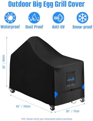 45 Inch Grill Cover for Kamado Ceramic Grills Heavy-Duty 600D - Image 2