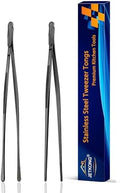 JETKONG 2 Pcs 9-Inch Food Tweezer Tongs, Stainless Steel Kitchen Tweezer Cooking Tweezers (Black) by JETKONG