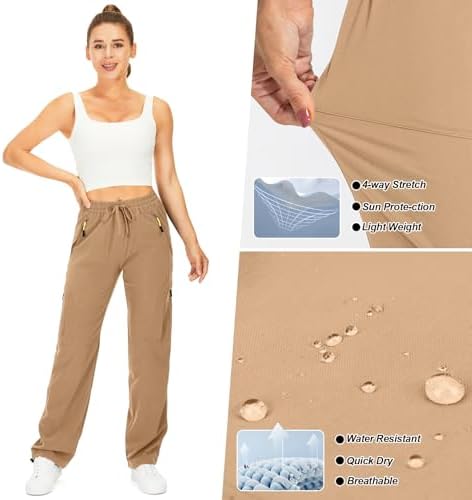 Toomett Women‘s Hiking Cargo Pants UPF 50 Quick Dry with Zipper Pockets - Image 5