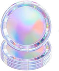 MaitianGuyou 7 Inch 40 Count Iridescent Holographic Paper Plates, Disposable Shiny Rainbow Dessert Plates for Birthday, Bridal Shower, Bachelorette, Wedding & Disco Party Table Decor by MaitianGuyou
