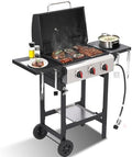 3-Burner Propane Gas Grill with Cast Iron Grate - 30000 BTU Output & Easy-Clean Grease Management for Perfect BBQs (3-Burner) by COOKIT
