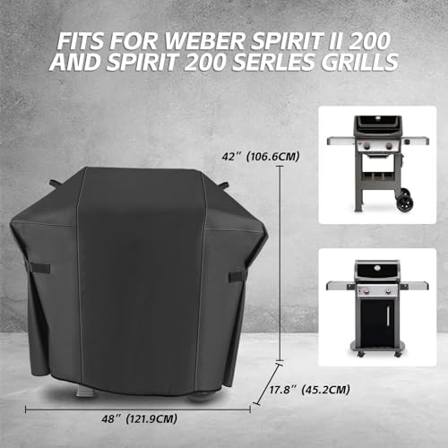 Weber Spirit and Spirit II 200 Series Grill Cover, 600D Heavy Duty Waterproof BBQ Grill Cover, 48 Inch 7138 Grill Cover for Weber Spirit II E210, Spirit E210 2 Burner Grillgas, All Weather Protection - Image 2