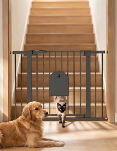 Babelio Auto Close Dog Gate with Cat Door, CatPrivilege I, 29-43" by BABELIO