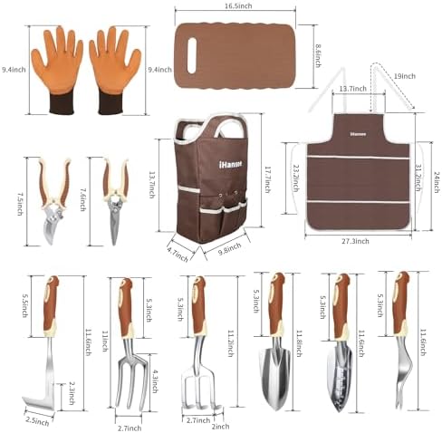 Brown Garden Tools Set 12-Piece, Gardening Gifts for Women Men - Image 2
