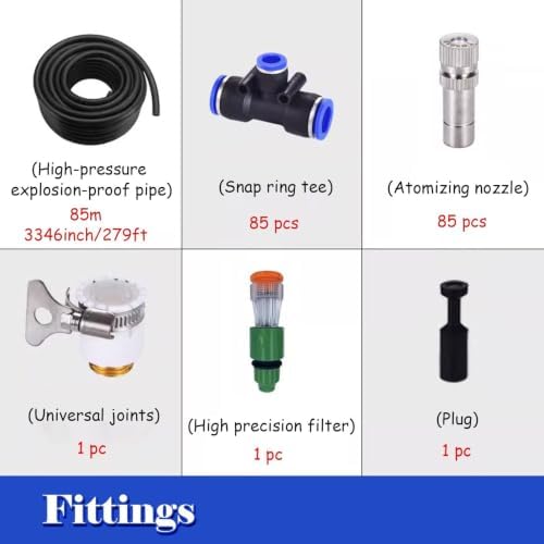 Adjustable Cooling Misting System for Patios, Gardens, & Streets | Leakproof Connectors, Custom Length Irrigation Kits (85m/279ft) for Ultimate Outdoor Comfort - Image 2