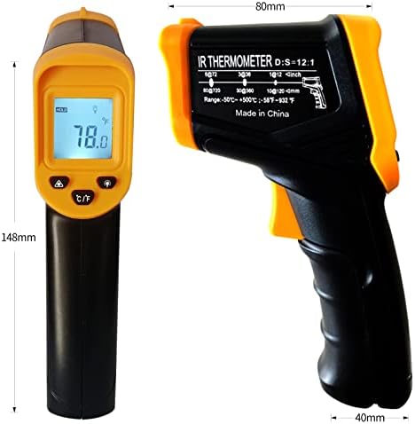 Digital Infrared Thermometer gun for cooking,BBQ,Pizza oven,Ir Thermometer with Backlight,-58℉~932℉(-50℃~500℃) Handheld Non Contact Heat Laser Temperature Gun (Not for Human) - Image 3