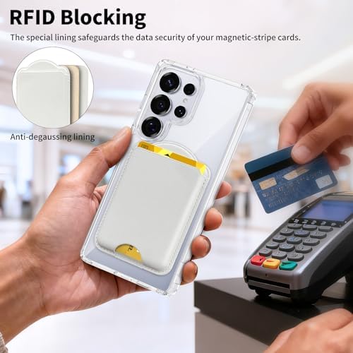 Magnetic Wallet for Samsung Galaxy S26 S25 S24 Series, Fold 8 Ultra with Magsafe Case, for iPhone 18-12 Series, RFID Blocking Leather Magnetic Card Holder | Holds 3 Cards | White - Image 5