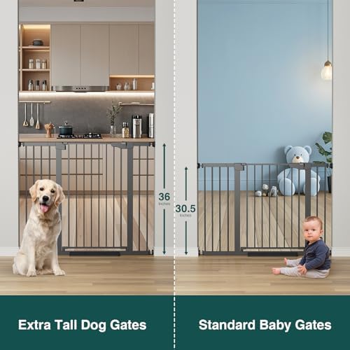 Cumbor 36" Extra Tall Baby Gate for Stairs, 30-48" Dog Gate Indoor Black - Image 3