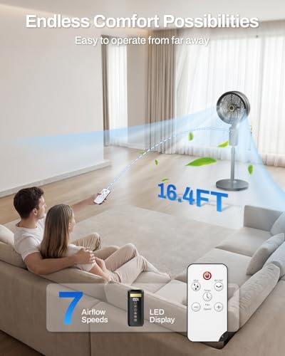 Outdoor Misting Fan with Water Pump, 30000mAh 12-Inch Outside Water Cooling Mister Fan for Patios Bedroom, Portable Standing Oscillating Fan with Mist System, Pedestal Fans with Remote/Spray/Timer - Image 7