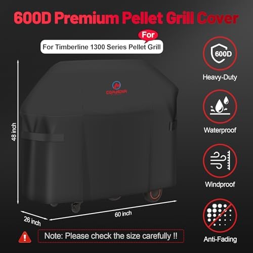 Comnova Grill Cover for Traeger Timberline 1300 - Premium Wood Pellet Smoker Cover for Traeger Waterproof & Heavy Duty, 600D Pellet BBQ Cover Accessory for Treager Timberline 1300 Grills (BAC360) - Image 2