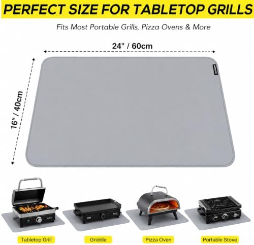 PAWBOSE 24x16 Inch Under Grill Mat for Outdoor Grill, Double-Sided Fireproof BBQ Mat for Patio and Deck, Waterproof Oil-Proof Fire Pit Mat & Indoor Fireplace Protector Pad - Image 3