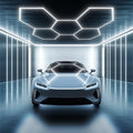 PARMIDA Hexagon LED Garage Lights, Ultra Bright 250W, 25000LM, ETL/FCC, Honeycomb Modern Ceiling Lighting System for Car Detailing Garage, Workshop, Gym, Shop, Basement (25 Pack, 5 Grids - 6000K) by Parmida