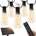 100 FT Solar String Lights Outdoor Waterproof with Remote & USB Port, Solar Power Patio Hanging Lights with Dimmer, Shatterproof LED Edison Bulb Outdoor String Lights for Outside Cafe Yard Fence by YOYONACY