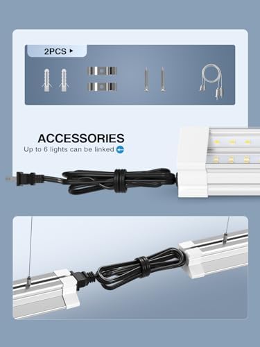 60W 4 Foot Led Shop Lights 2Pack Linkable Ceiling Or Hanging Mount for Shop - Image 5