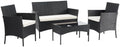 DUMOS 4-Piece Patio Furniture Set Outdoor Wicker Conversation, Black by DUMOS