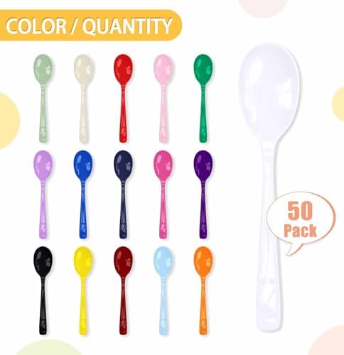 SietDESEO 50 PCS White Plastic Spoons Disposable Utensils Heavy Duty White Spoons Disposable Cutlery for Birthday Wedding Baby Shower Bridal Shower Plastic Silverware - Image 4