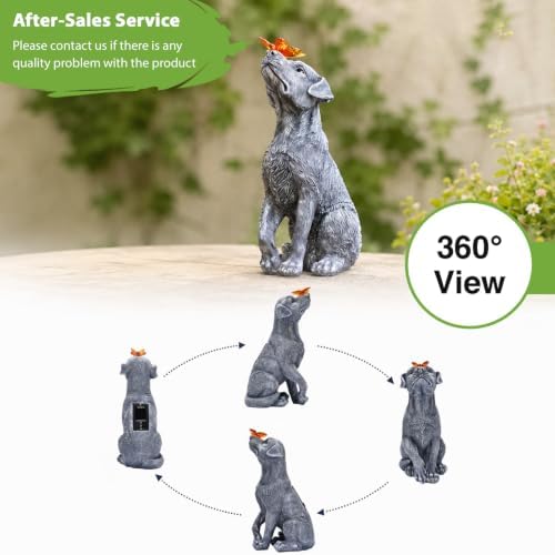 Goodeco Dog Statue with Solar Butterfly Garden Decor - Image 3