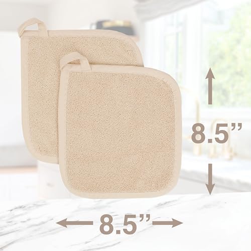RITZ Terry Potholder & Hot Pad: Unparalleled Heat Resistant, Durable 100% Cotton – Ergonomically Designed for Optimal Grip – Easy-Care Machine Washable – 4-Pack, Latte - Image 7