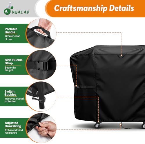 Charcoal Grills Cover for Z Grills 7002C2E Pellet Grill, Waterproof Outdoor Grill Cover BBQ Grill Cover Barbeque Grill Cover (Cover Only) - 48" L×26" W×48" H, Black - Image 5
