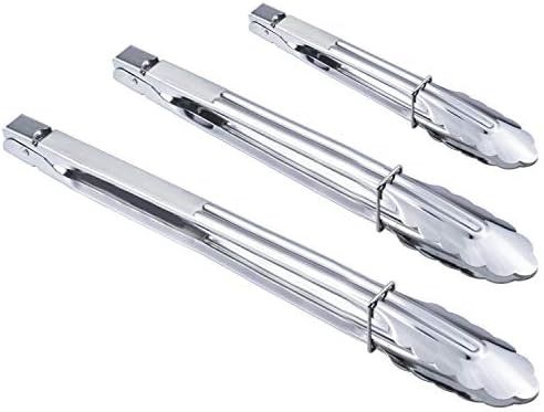 HINMAY Stainless Steel Food Tongs Metal Tongs Set (9 12 14 Inch 3 Pieces) by HINMAY