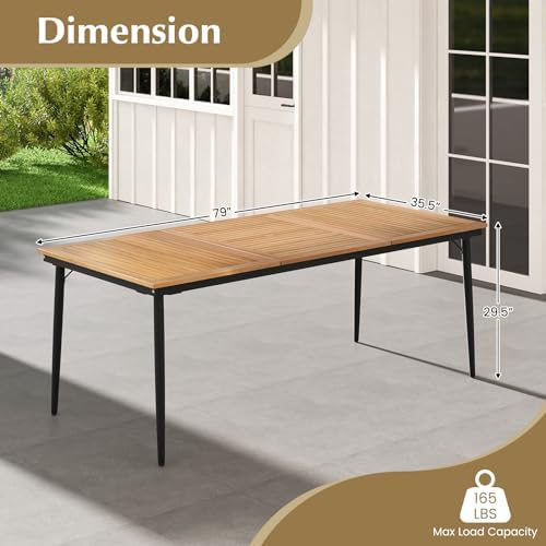 Tangkula 79" Acacia Wood Outdoor Dining Table, Rectangular Patio Table - Image 5