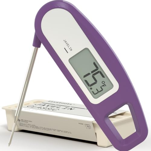 Lavatools Javelin® Ultra-Fast 3-Second Digital Instant Read Meat Thermometer for Grill and Cooking, 2.75" Probe, Compact Foldable Design, Large Display, IP65 Water Resistant, NSF Certified – Ube by Lavatools