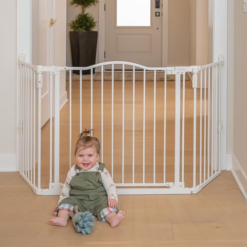 Toddleroo by North States - Deluxe Décor Universal Fit Safety Gate: Hardware Mounted Extra Wide Metal Baby Gate with Tall Baseboard Mounts, Adjustable Child Gate; 38.3" to 72" Wide; 30" Tall; White by ToddleroobyNorthStates