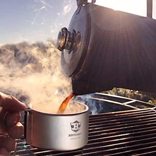 Bestargot Camping Titanium Pot, 750ml Outdoor Cup with Insulation Cup Carrier, Titanium Camping Drinkware, 132g Lightweight and Large Capacity (450 titanium) - Image 2