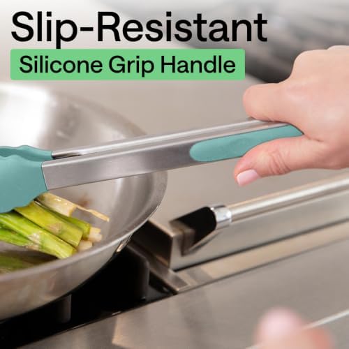 GORILLA GRIP Stainless Steel Kitchen Tongs for Cooking, 2 PK, Mint - Image 4